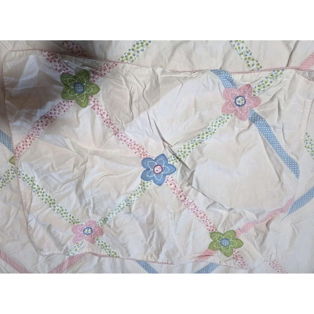 Pottery Barn Kids Lindsay Lattice Floral Pink Polka‎ Dot Pillow Sham Twin Bed